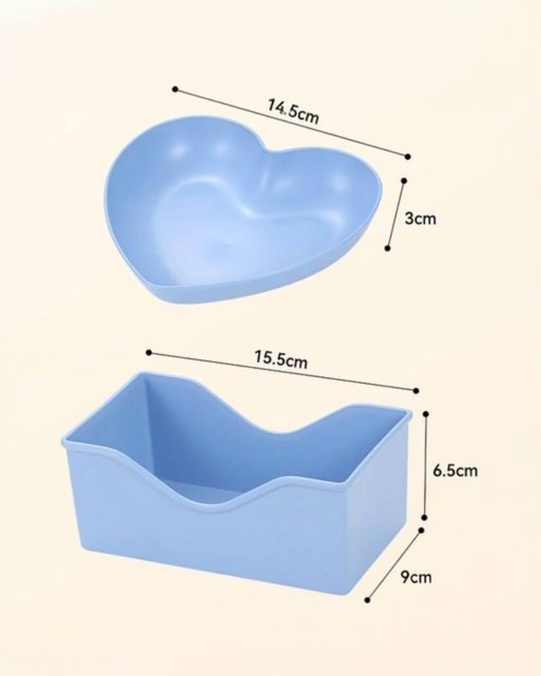 Heart Shape Plastic Snack & Dessert Dish Set for Kids with Holder - Image 5