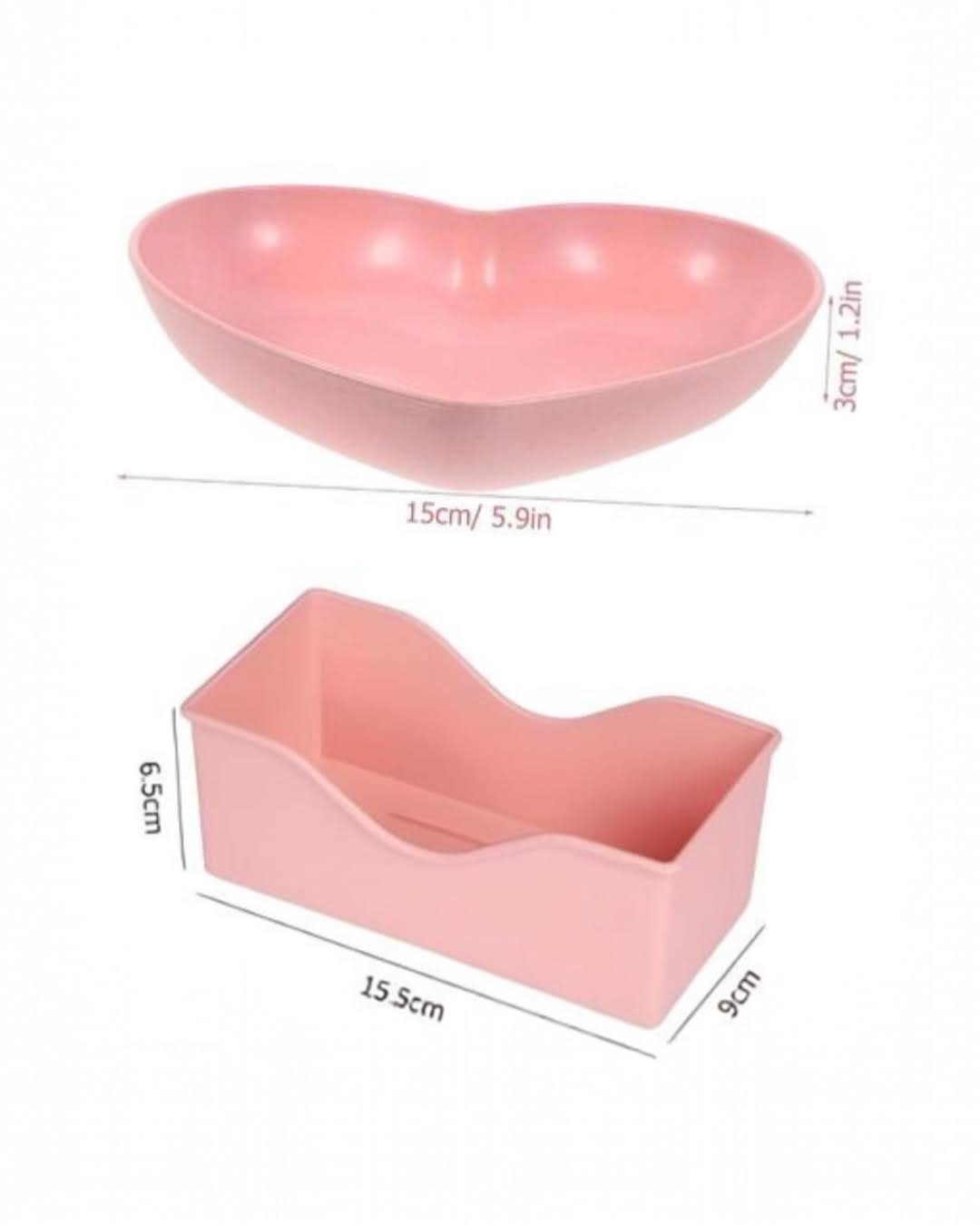 Heart Shape Plastic Snack & Dessert Dish Set for Kids with Holder - Image 3