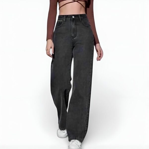 3B EMPIRE Black High Rise Straight Jeans for Women