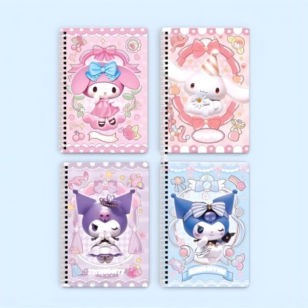 4 PCS A5 Cartoon Coil Notebook Set – Cute Character Journals for Students