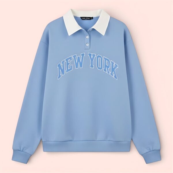 Collar Sweatshirt for Women – Printed Fleece Pullover in Multiple Colours