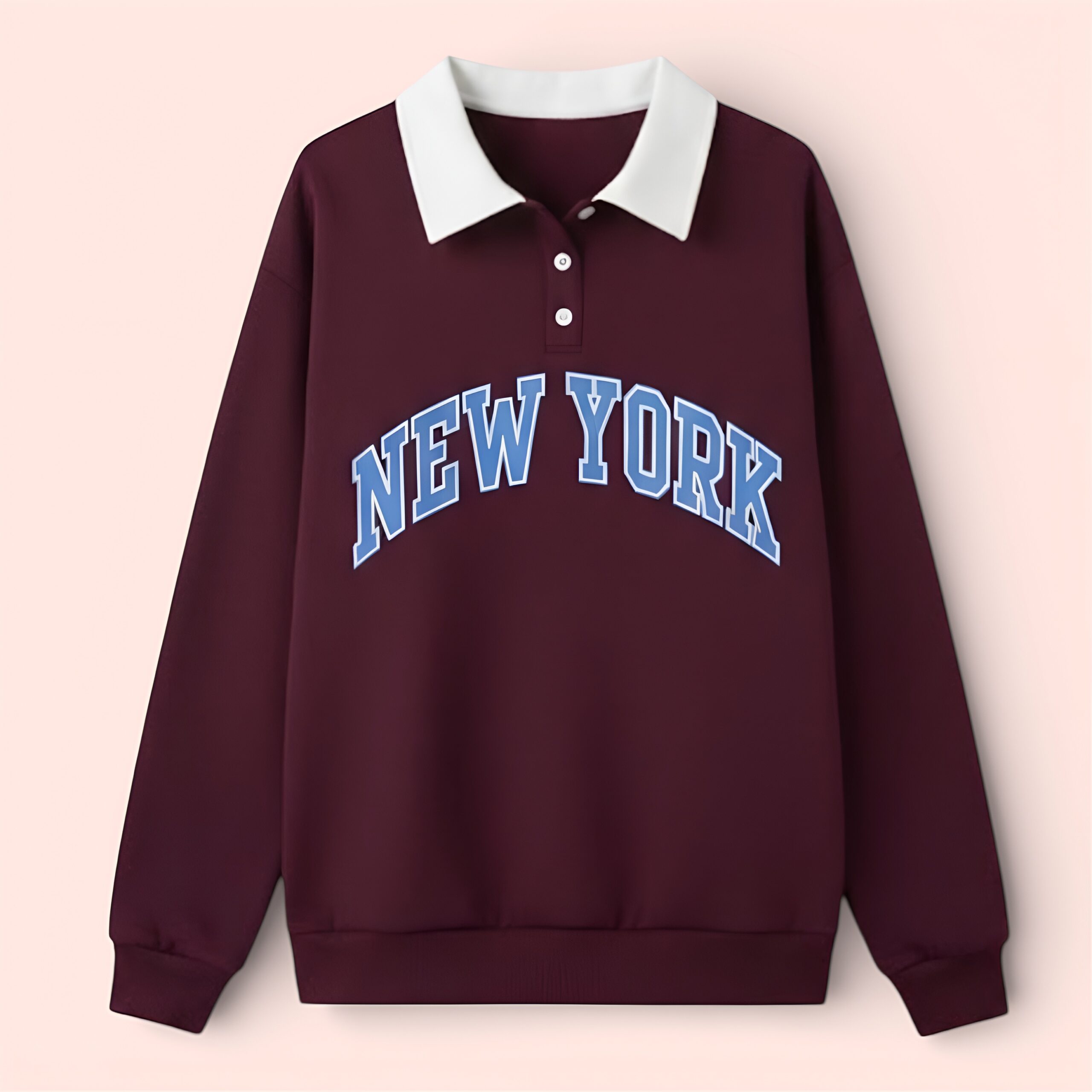 Collar Sweatshirt for Women – Printed Fleece Pullover in Multiple Colours (BROWN)