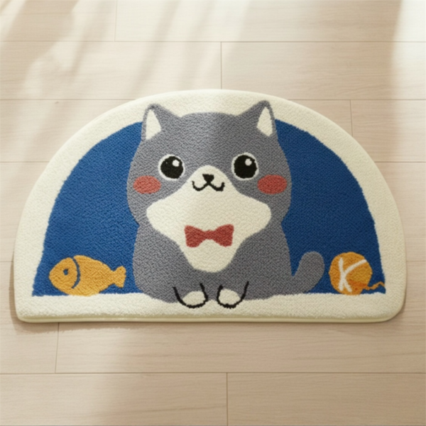 Cute Cat & Fish Super Absorbent Microfiber Anti-Skid Door Mat (40x60 cm)