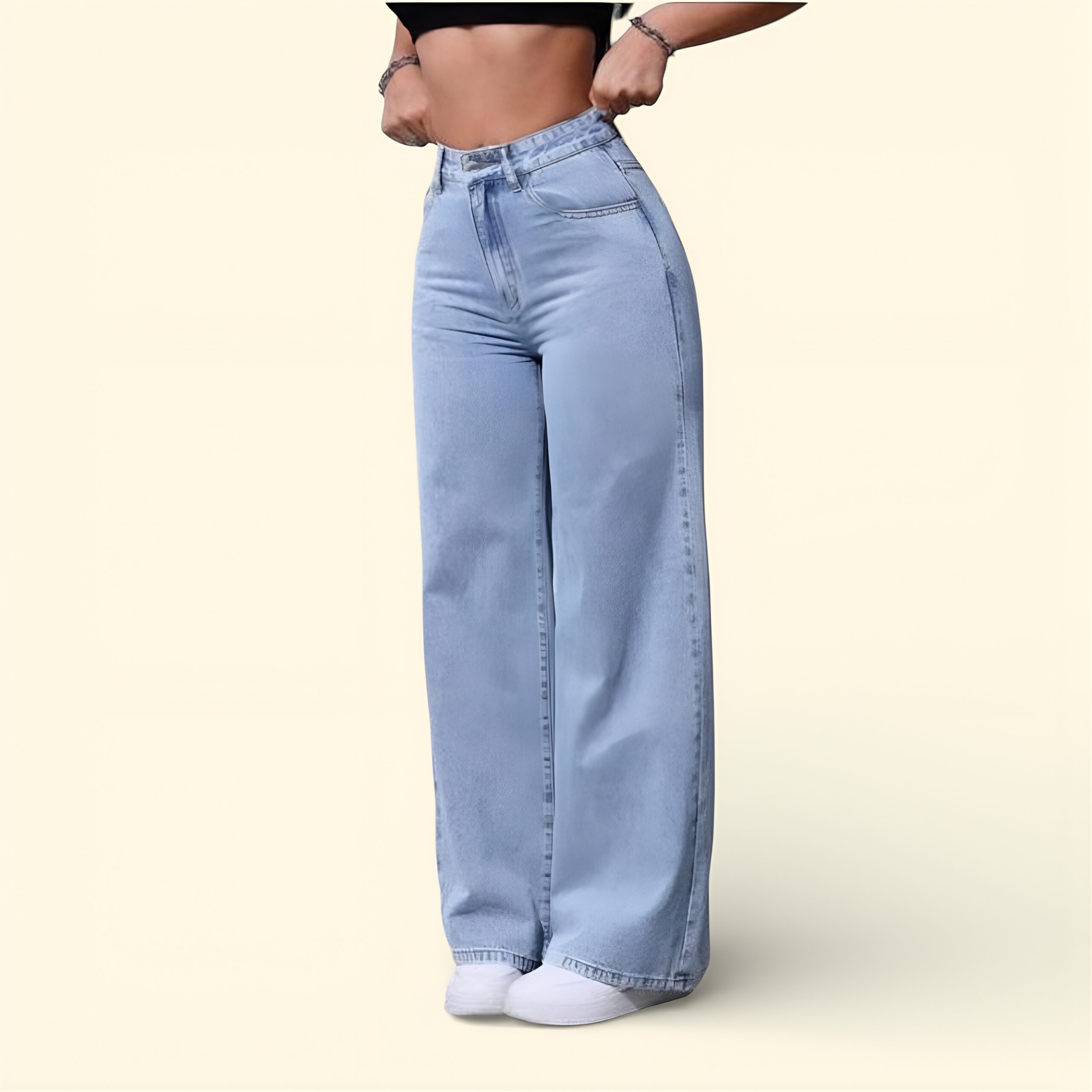 FMW Ice Blue High Rise Wide Leg Jeans for Women