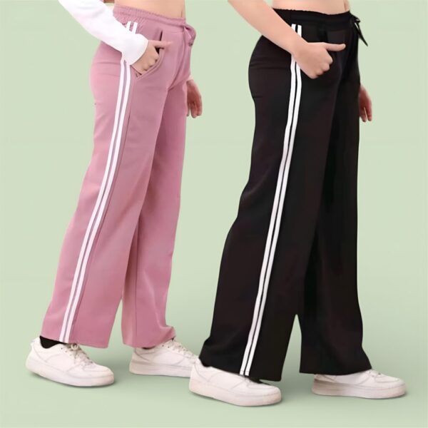 GK7 Women Peach Striped Trousers with White Patti