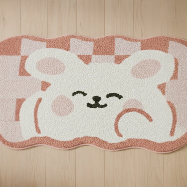 Happy Bear Scalloped Microfiber Anti-Skid Mat