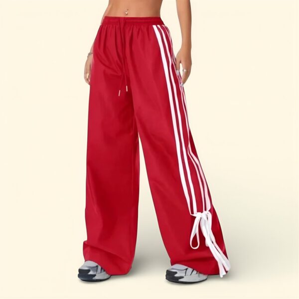 Retro White Strip High Rise Jogger Pants