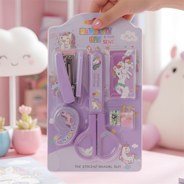 Kids’ Purple Essentials Kit – 5-Piece Craft & School Stationery Set