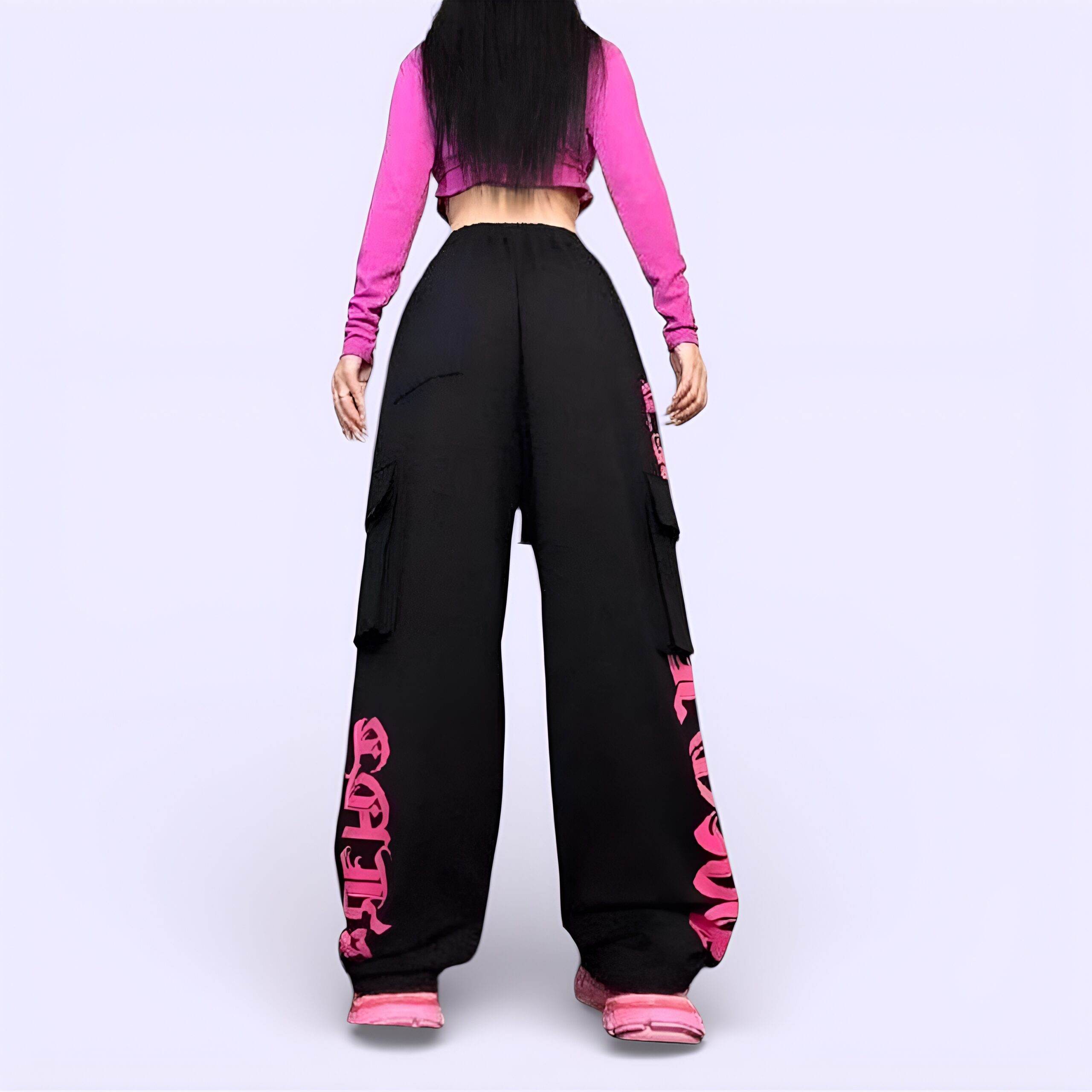 Lugrantha Black Cargo Jogger Pant for Women – Stylish Cotton Blend Track Pants (BACK)