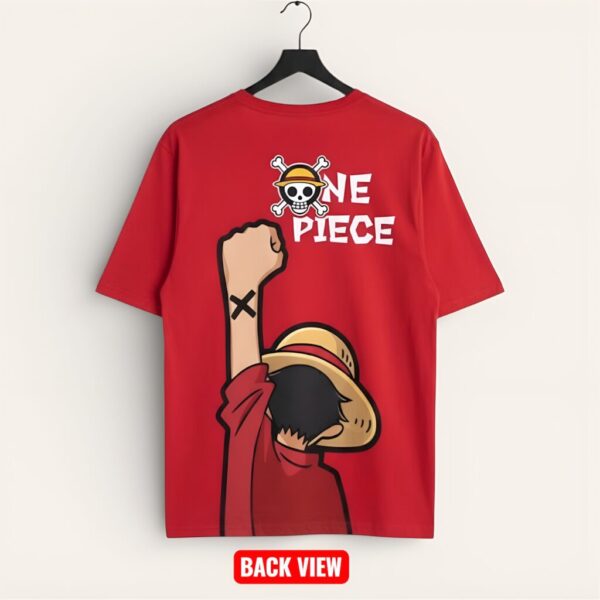 Men Drop Shoulder Red Cotton T Shirt with Back Print