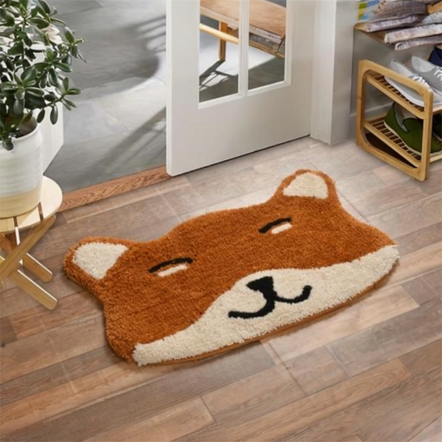 Mustard Animal Print Microfiber Anti Skid Bathroom Mat 45x70 cm