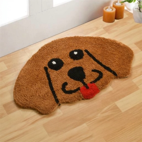 Mustard Dog Shaped Microfiber Anti Skid Bathmat 45x70 cm
