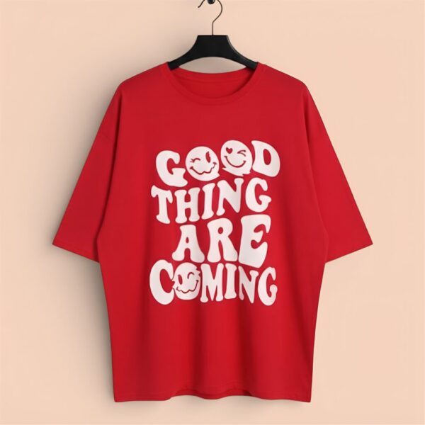 Oversized Red Printed T Shirt for Women