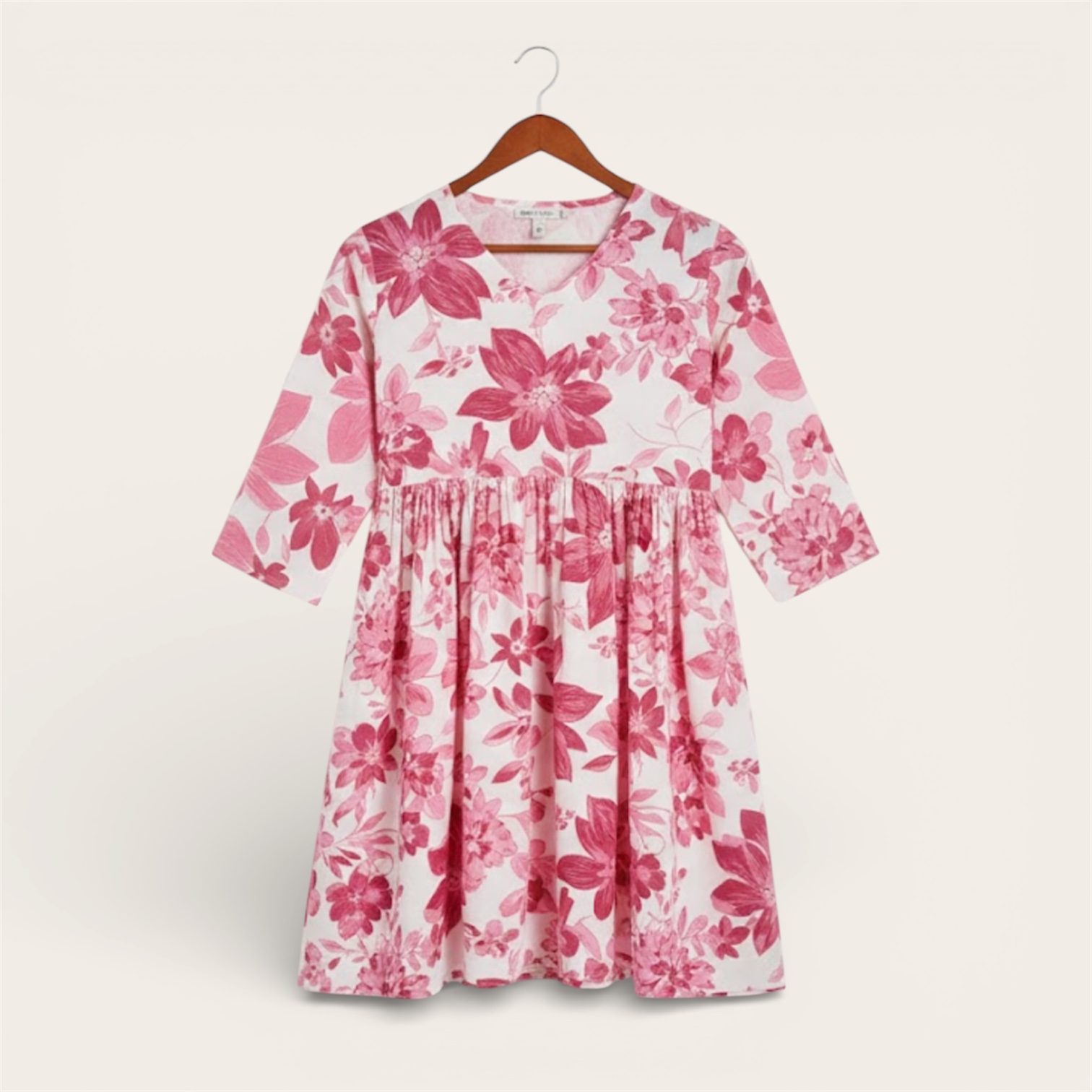 Pink Floral Printed Cotton Flared Peplum Top Combo for Women & Girls (WHITE&PINK)