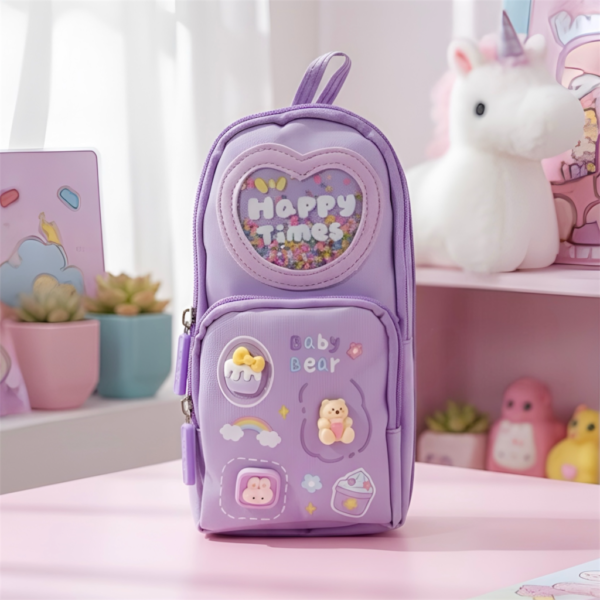 Premium 6-Layer Pencil Case with 3 Compartments – Cute Aesthetic Pencil Pouch (Purple)