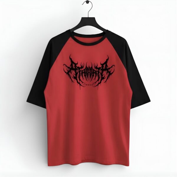 Sixteenlines Red Raglan Oversize Graphic T Shirt