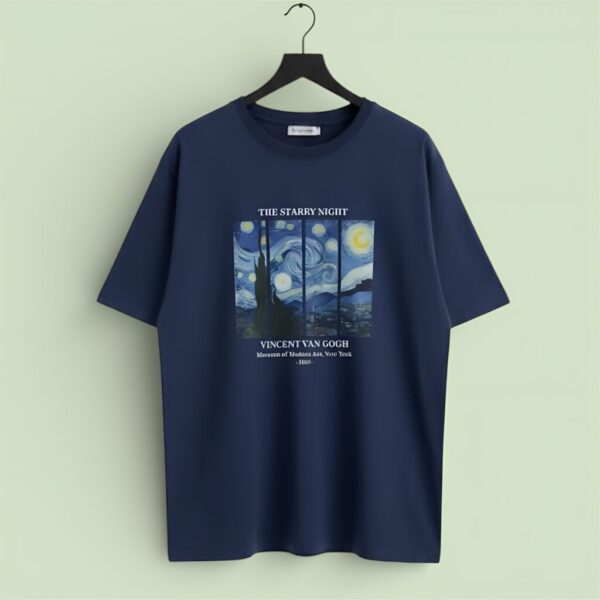Starry Night Printed T Shirt Blue