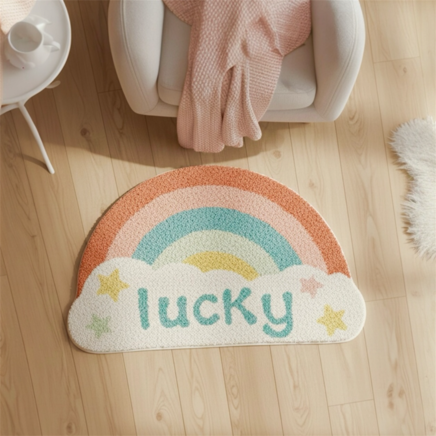 Super Absorbent Microfiber Anti Skid Floor Mat 40x60 cm rainbow front view