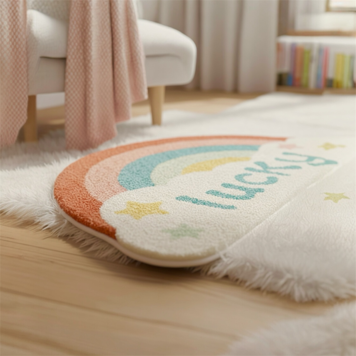 Super Absorbent Microfiber Anti Skid Floor Mat 40x60 cm rainbow side view