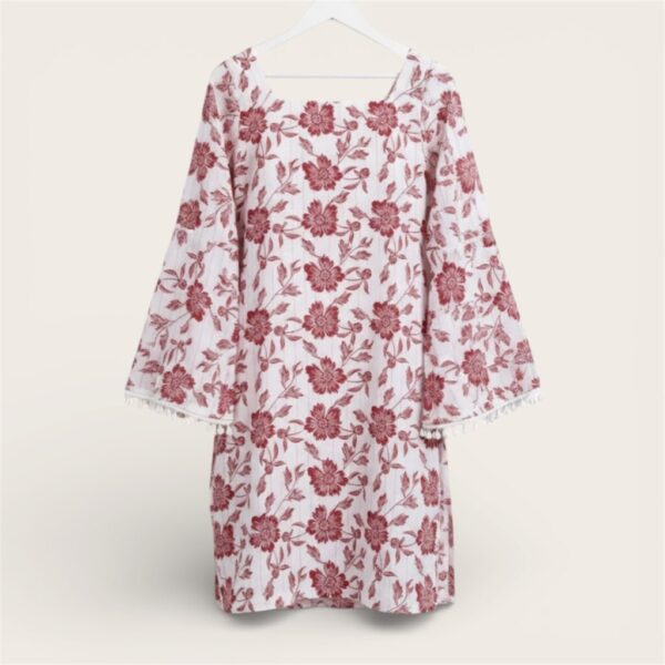 Trending Shivi White Floral Cotton Kurti for Women – Casual Square Neck Kurti