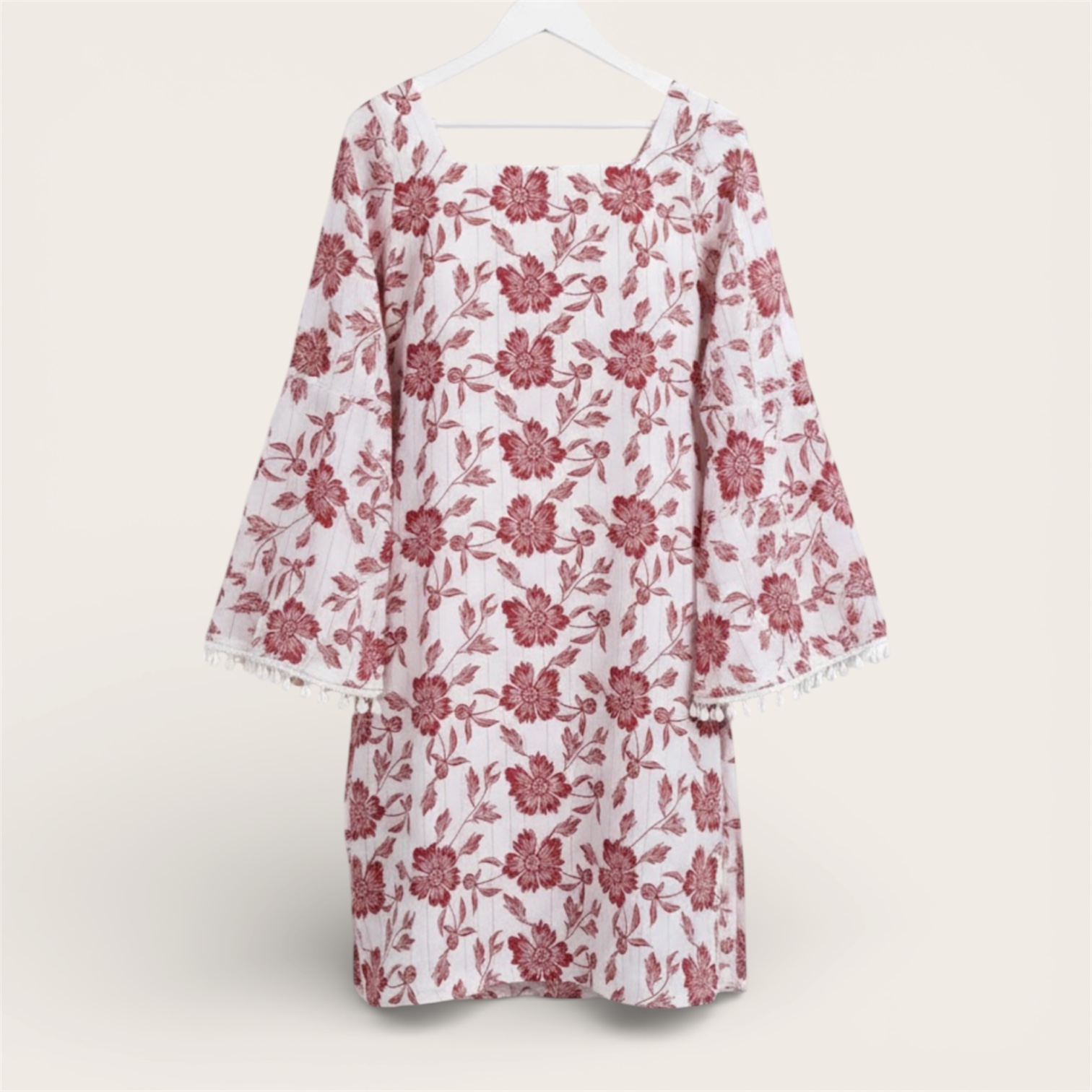 Trending Shivi White Floral Cotton Kurti for Women – Casual Square Neck Kurti