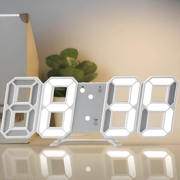 3D LED Digital Wall Clock – Smart Brightness Bedroom Clock