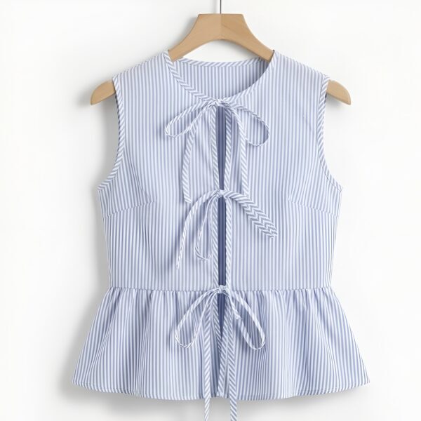 Aesthetic Bow Tie-Up Cotton Crop Top for Women