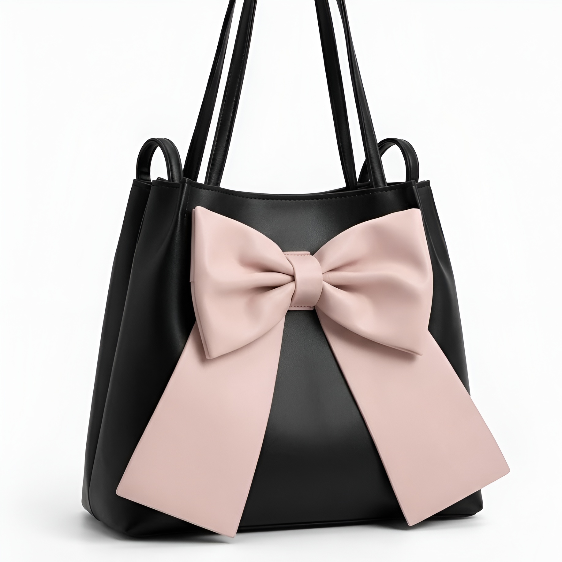 Aesthetic Large Bow Handbag for Women (BLACK)