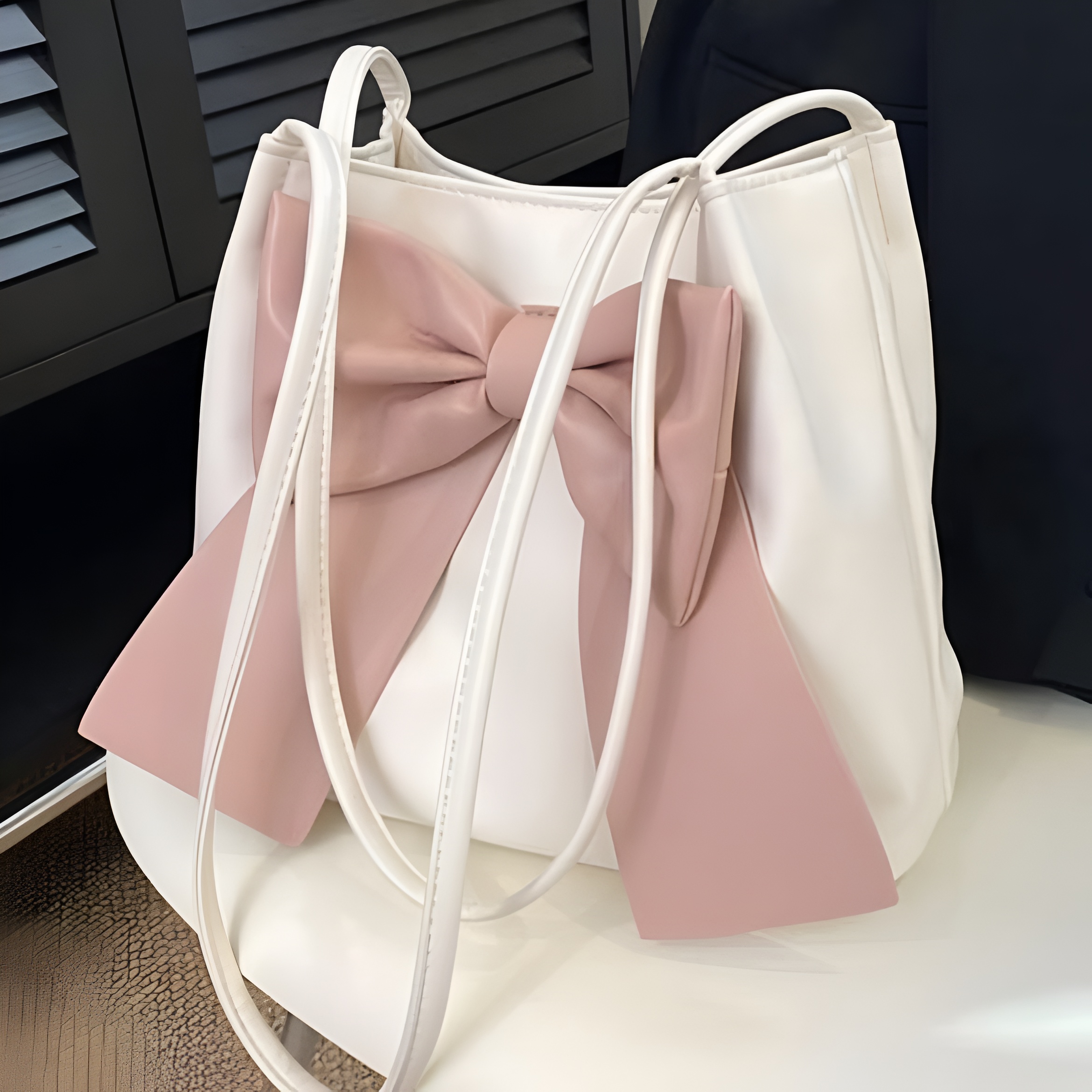 Aesthetic Large Bow Handbag for Women (PINK) 2