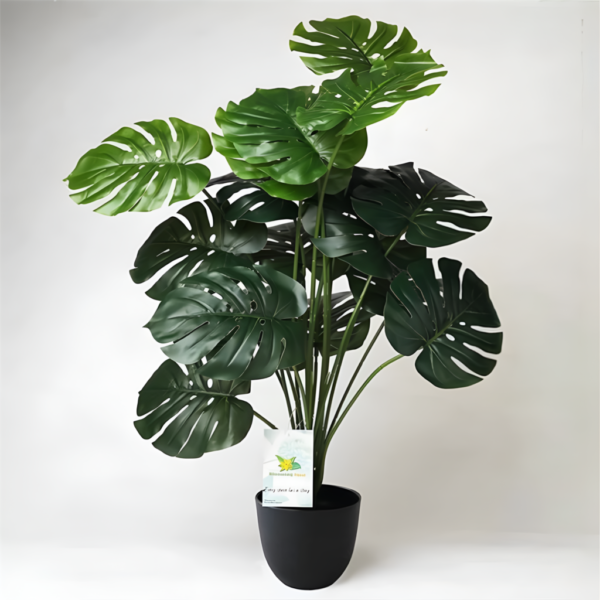 Artificial Monstera Plant with Black Pot – 18 Leaves Home Decor Plant