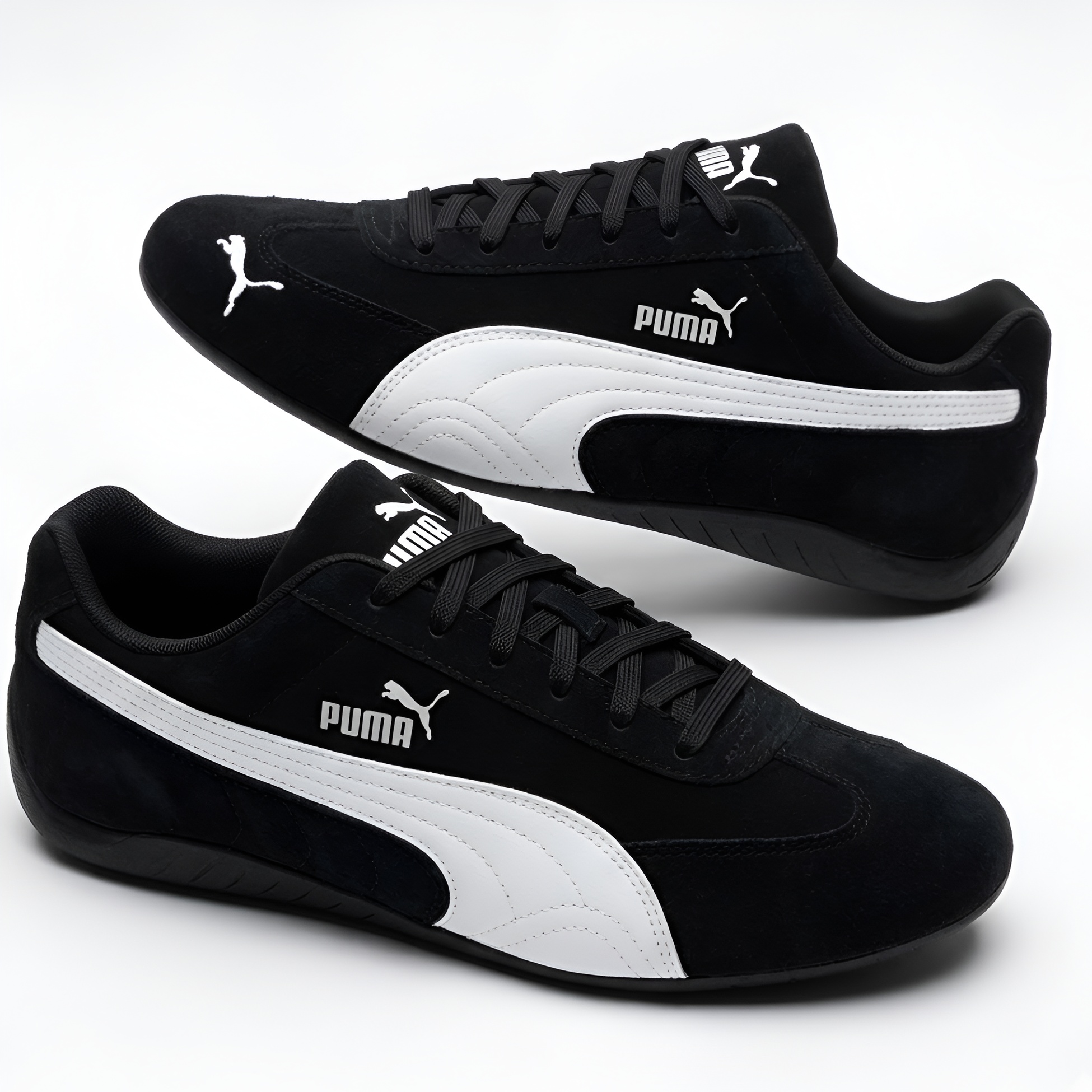 Black Streetwear Classic Lace-Up Sneakers for Men