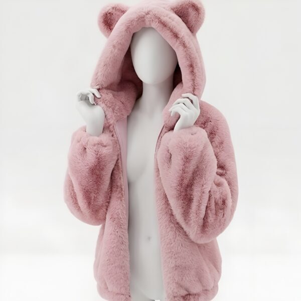 Cozy Bear Ear Faux Fur Jacket for Women