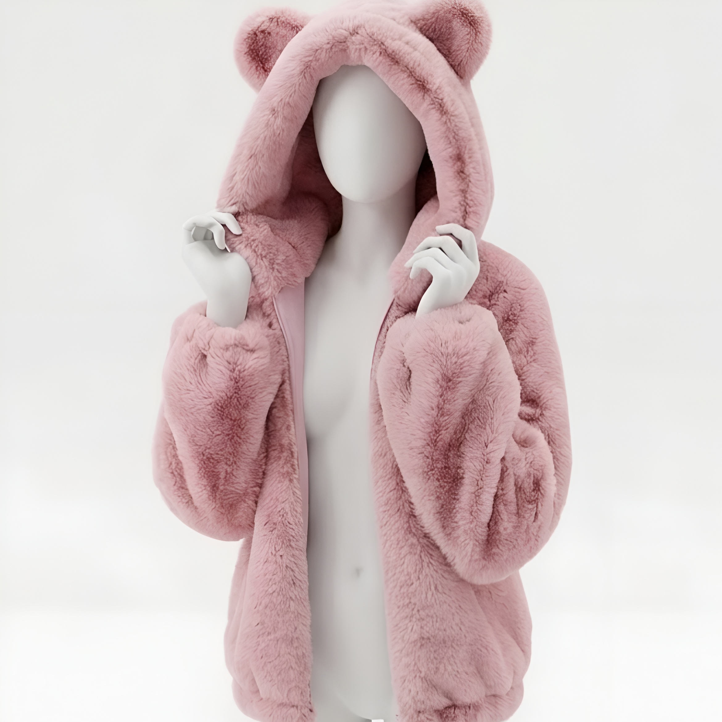 Cozy Bear Ear Faux Fur Jacket for Women