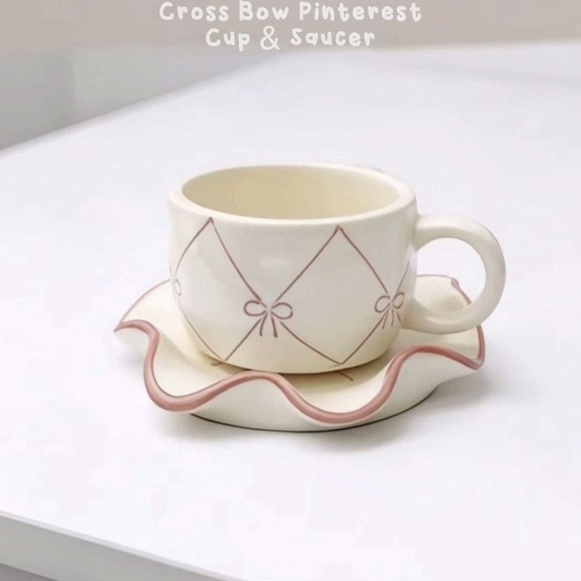 Cute Aesthetic Ceramic Cups & Saucer Set (Pinterest Style Collection) - Image 5