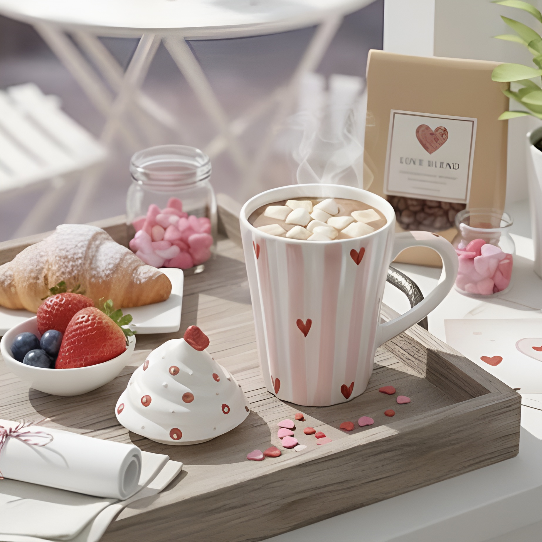 Cute Heart Design Ceramic Coffee Mug with Lid (Red) IMG3