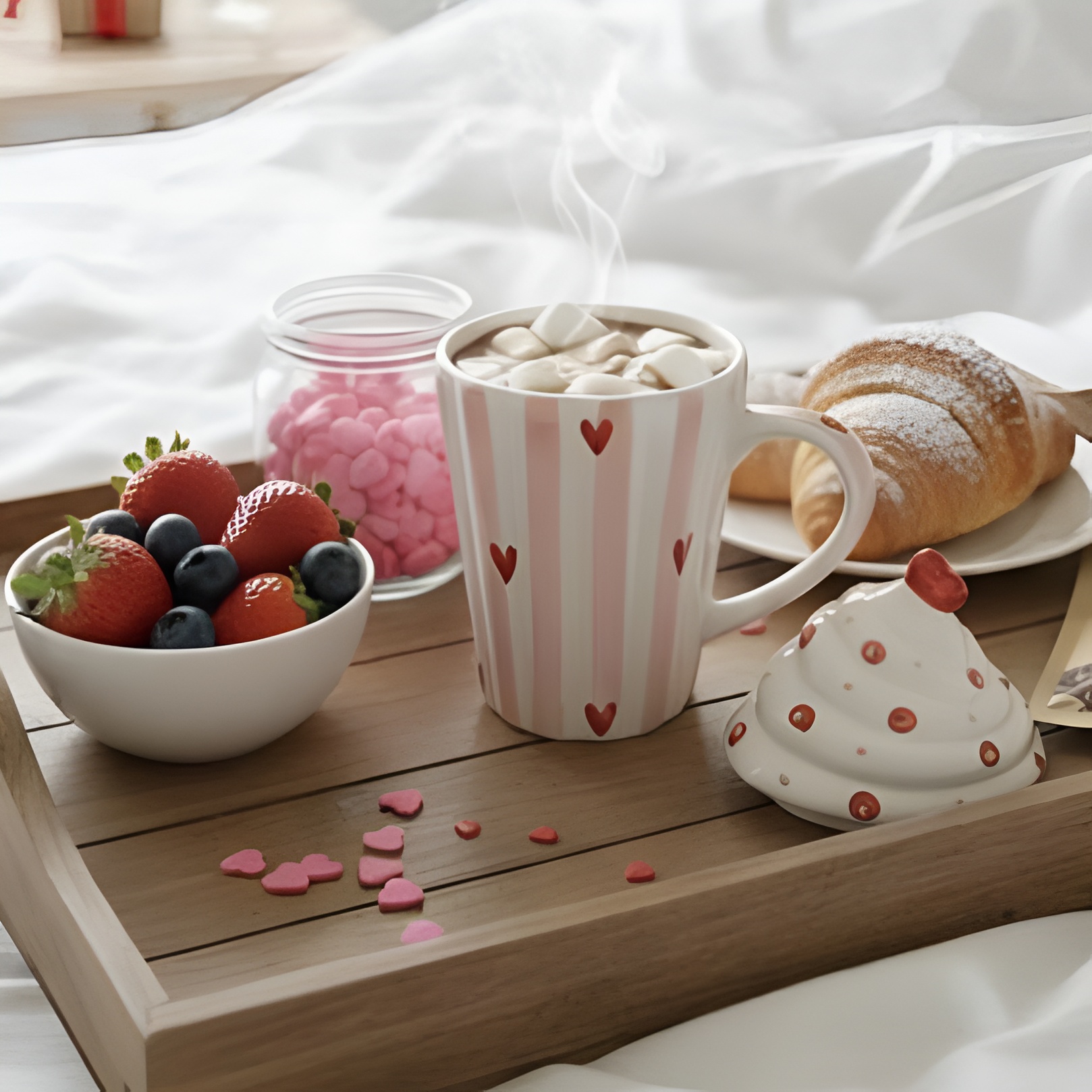 Cute Heart Design Ceramic Coffee Mug with Lid (Red) IMG4