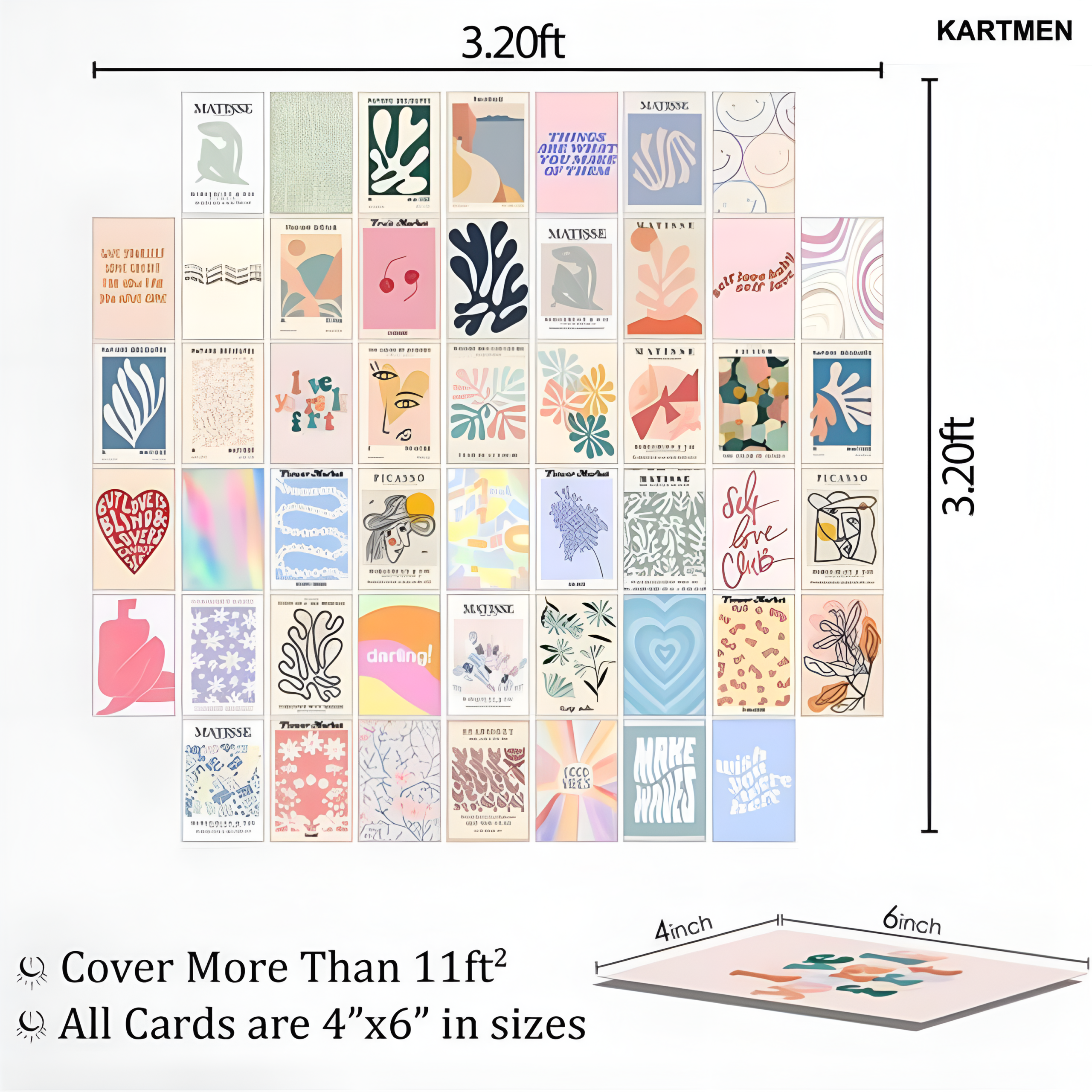 Danish Pastel Aesthetic Wall Collage Kit – 50 PCS Peel and Stick Posters Size