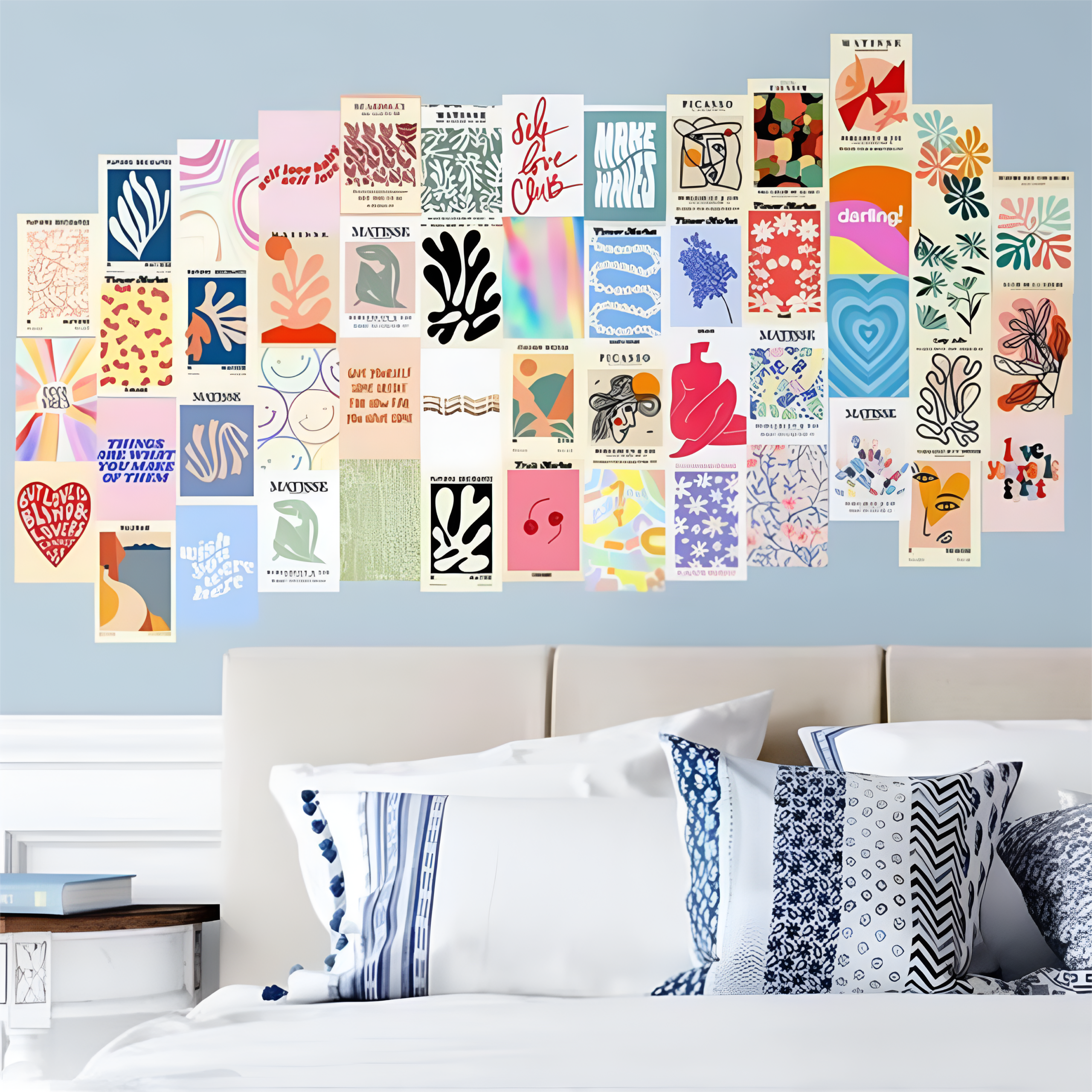 Danish Pastel Aesthetic Wall Collage Kit – 50 PCS Peel and Stick Posters on Wall