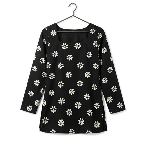 Floral A-Line Rayon Top with Waist Tie-Up for Women