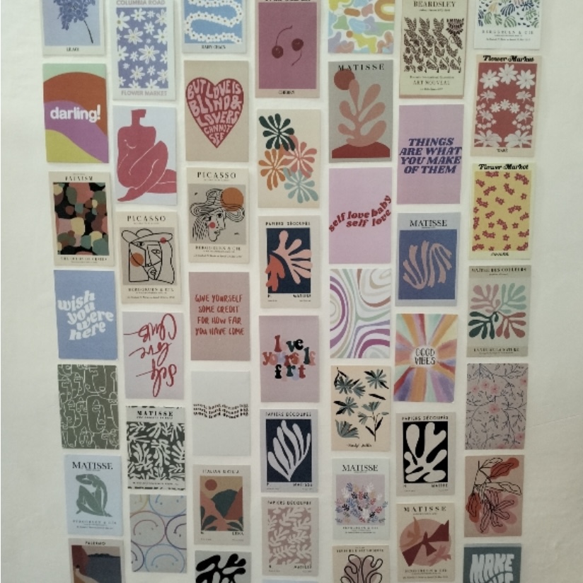 Danish Pastel Aesthetic Wall Collage Kit – 50 PCS Peel and Stick Posters