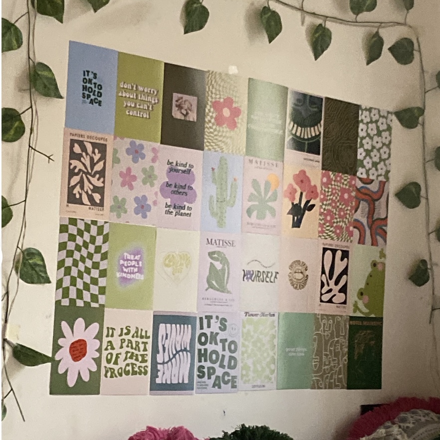 Green Aesthetic Wall Collage Kit – 50 PCS Peel and Stick Room Decor Posters