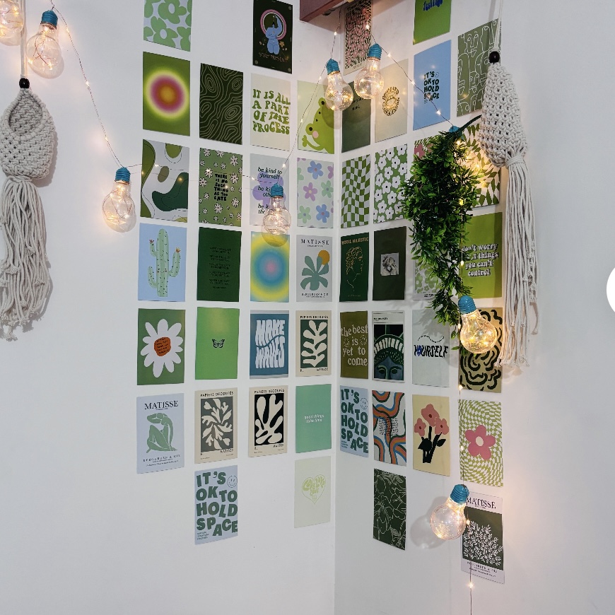 Green Aesthetic Wall Collage Kit – 50 PCS Peel and Stick Room Decor Posters