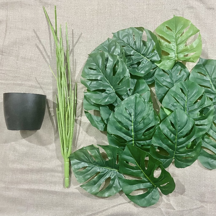 Artificial Monstera Plant with Black Pot – 18 Leaves Home Decor Plant