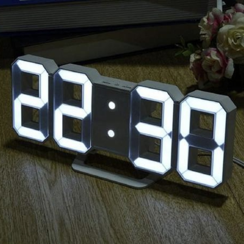 3D LED Digital Wall Clock – Smart Brightness Bedroom Clock