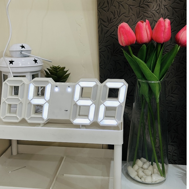 3D LED Digital Wall Clock – Smart Brightness Bedroom Clock