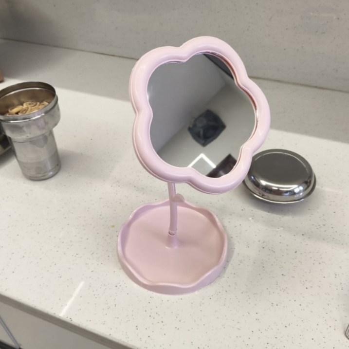 Cute Flower Rotatable Vanity Mirror with Storage Tray