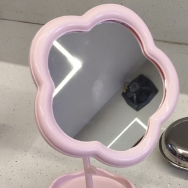 Cute Flower Rotatable Vanity Mirror with Storage Tray