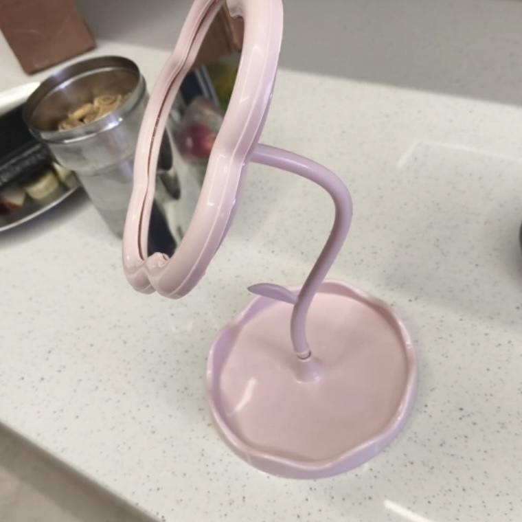 Cute Flower Rotatable Vanity Mirror with Storage Tray