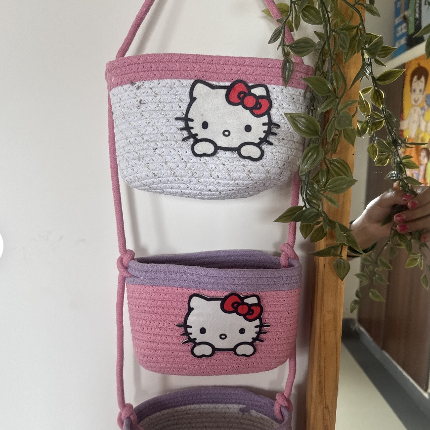 Cute Multi-Purpose Jute Storage Basket Organizer (Foldable)