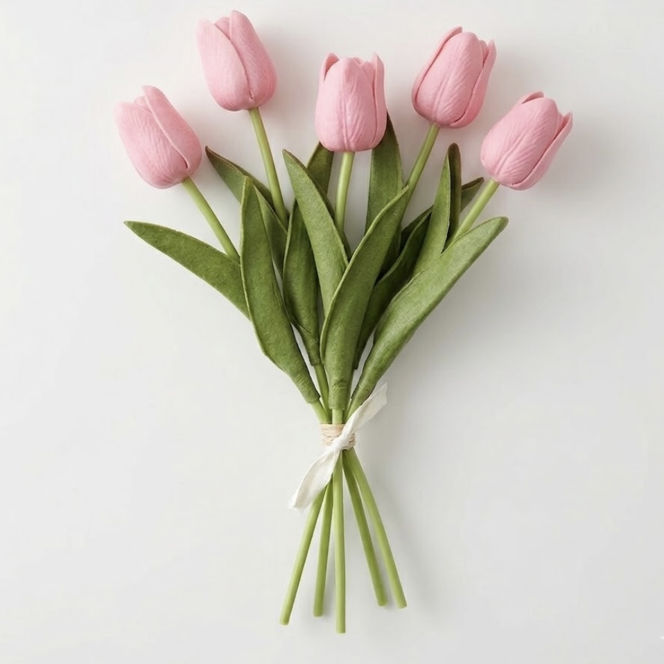 5 Pink Artificial Tulips